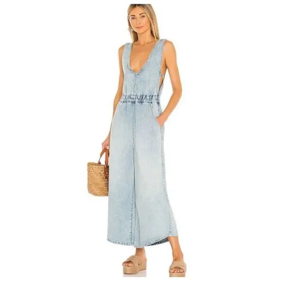 FREE POPLE Denim Blue Women's Jumpsuit - Picture 2 of 12